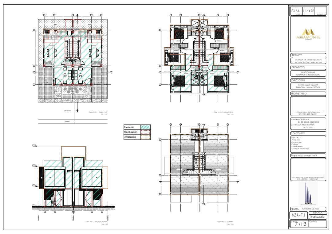Planos arquitectónicos Casa Tipo 1
